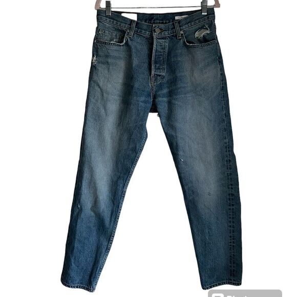 BLDWN men’s Cotton Jeans size 32 Blue Modern Skinny Taper ripped pants BALDWIN